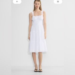 Aritzia Navy Martine Midi Poplin Dress